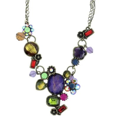 Afbeelding van Behave Ketting goud kleur met multi stenen 39 cm