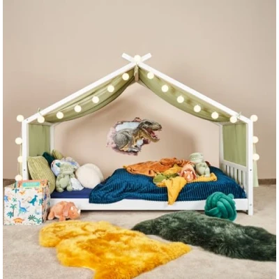 Afbeelding van Alavya Home® Decoratieset voor bed, 1 stuk bedhemel van 360 cm lang, kinderbed, hemelbed, gordijnen 110 x cm, kinderbedden 90 200 en 120 200, 100% biologisch mousseline katoen,