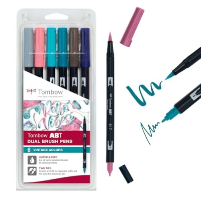 Afbeelding van Tombow ABT dubbele brushpen 6st set Vintage 6P 5