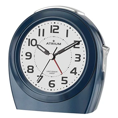 Afbeelding van Atrium Elegante wekker, nachtlampje, analoog, kwarts, zonder tikken, donkerblauw A451 5