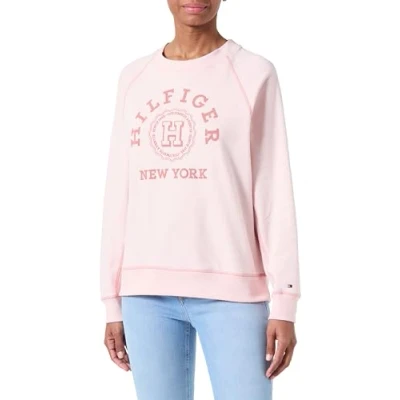 Afbeelding van Tommy Hilfiger Dames REG VARSITY RAGLAN SWEATSHIRT Whimsy Roze L, Roze, L