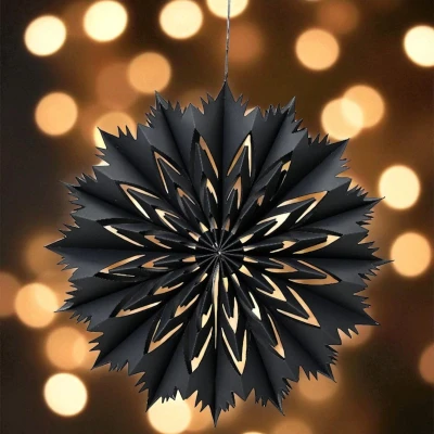 Afbeelding van Hangende Kerstster van Papier Zwart Rond 40 cm