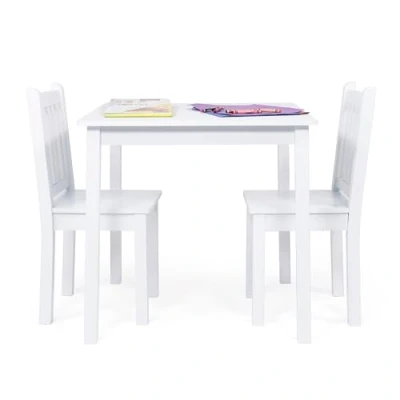 Afbeelding van Humble Crew set met houten vierkante tafel en 2 stoelen voor kinderen, wit