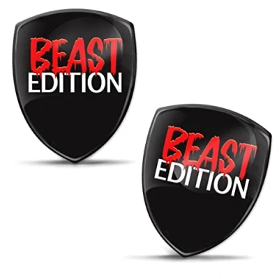 Afbeelding van Biomar Labs 2 x 3D gel siliconen stickers Beast Edition rode badge autosticker auto motorfiets fiets raam deur laptop KS 140