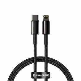 Afbeelding van Baseus Tungsten Gold stevig USB C naar Lightning kabel 1m Zwart