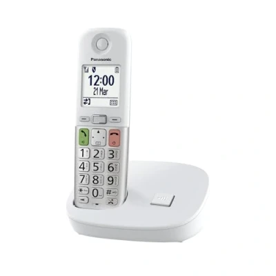 Afbeelding van Panasonic KX TGU410EXW digitale telefoon, draadloos, met antwoordapparaat, basiseenheid en 1 handset, lcd display, favoriete oproepen, zaklamp, compatibel hoorapparaten, wit zilver