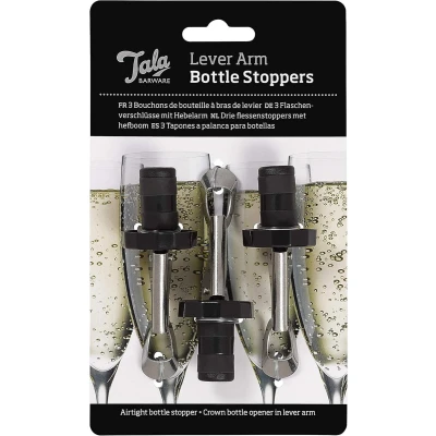 Afbeelding van Tala Barware Flessenstop Set 3 Stuks Hebel Flessenstoppers Luchtdichte Afsluiting Houdt Dranken Langer Vers Universeel Herbruikbaar Handwas