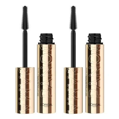 Afbeelding van L&#039;Oréal Paris Panorama Volumising Mascara Zwart Kleur met Stretchflex Complex Klontvrij Vergroot look Effect Geschikt voor Gevoelige Ogen 2 Mascara&#039;s