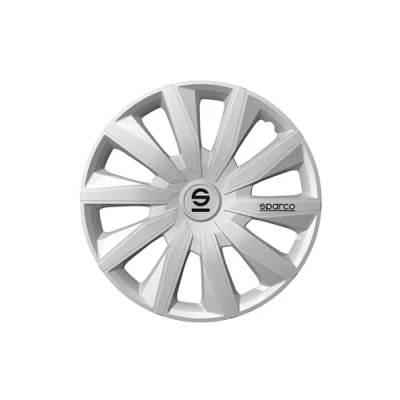 Afbeelding van Sparco Wieldoppenset 15 inch (38,1 cm), model Milano zilver, sportief ontwerp voor uw autovelgen. Robuuste en duurzame constructie.