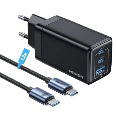 Afbeelding van NOHON USB C Charger Fast Charger: 65W Gan Handy 3 Ports PD3.0 met 140W Type 1.2m oplaadkabel PPS compatibel iPad Pro Air Galaxy S Voor iPhone 14 13 12 plus mini per max