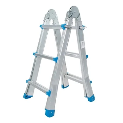 Afbeelding van TREPPE Scharnierladder, opvouwbaar, telescopisch, multifunctioneel, aluminium, 4 x 3 treden, 2,86 m