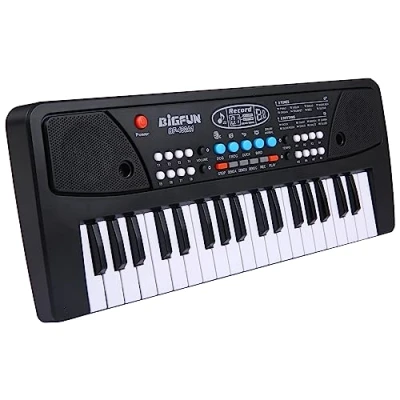Afbeelding van COMETX Elektrische Piano 37 toetsen USB Elektronische Orgel met Microfoon Zwart Digitale Muziek Elektronisch Toetsenbord Ingebouwde Stereo Speakers 8 Tonen Ritmes 6 Demo Songs
