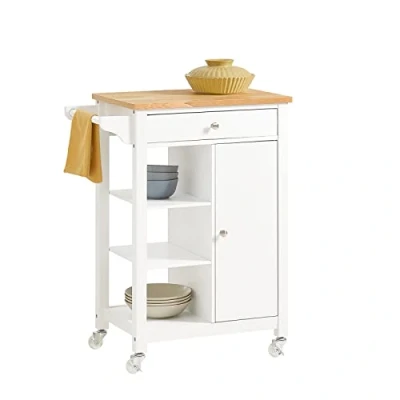 Afbeelding van SoBuy FKW46 WN Trolley Keukentrolley Serveerwagen Kast Servies Wit