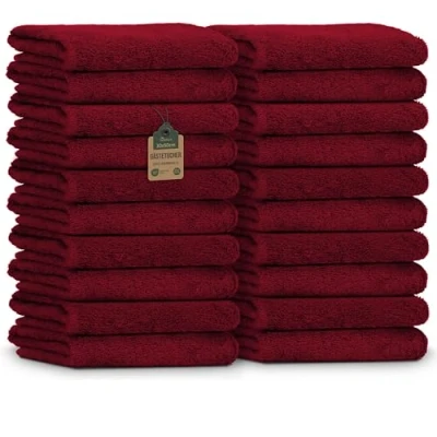 Afbeelding van NatureMark NM HT0716 Set van 20 badstof gastendoekjes, 30 x 50 cm, 100% katoen, bordeauxrood