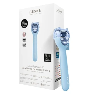 Afbeelding van GESKE SmartAppGuided™ MicroNeedle Face Roller 9 in 1 met rozenkwarts Microneedling Professioneel apparaat Naaldroller Schoonheidsrollergezicht Micronaaldroller