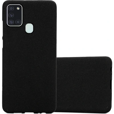 Afbeelding van Cadorabo Hoesje geschikt voor Samsung Galaxy A21s in FROST ZWART Beschermhoes gemaakt van flexibel TPU silicone Case Cover