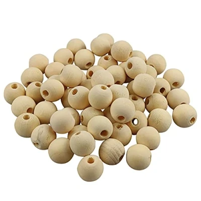 Afbeelding van Netuno 60 stuks houten kralen, 18 mm, met gat, natuurlijke ronde voor doe het zelf handwerk, sieraden, macramé, knutselen, rijgen