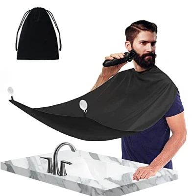 Afbeelding van Baardschort voor thuis, baard, schort waterdicht, de baardverzorging, opbergtas inbegrepen / 2 extra zuignappen (zwart)
