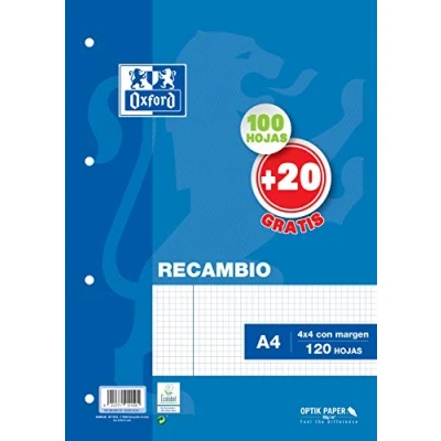 Afbeelding van Vervangingsbladen/ messen Oxford 400058179 A4 Microgeperforeerd 120 Lakens