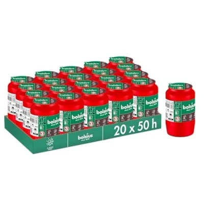 Afbeelding van 20 stuks Bolsius graflichten rood transparant herdenkingslicht nr. 3 94/57 (50 uur)