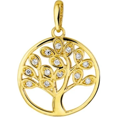 Afbeelding van Trendjuwelier huiscollectie Hanger Geelgoud Levensboom Zirkonia