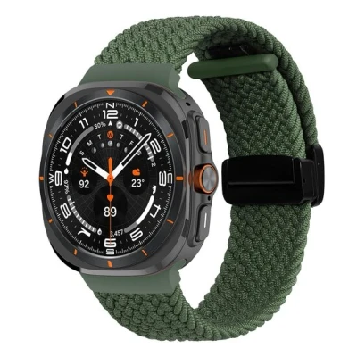 Afbeelding van Braided band met D buckle sluiting Groen Samsung Galaxy Watch Ultra 47mm