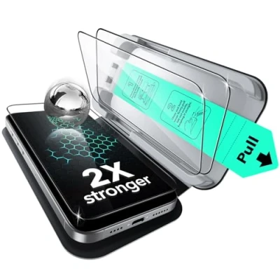 Afbeelding van ESR Displaybeschermfolie voor iPhone 15 Pro Max, pantserglas, 3 stuks, snelle installatie in seconden, militaire bescherming, hardheid 9H, volledig gehard glas met UltraFit Tray