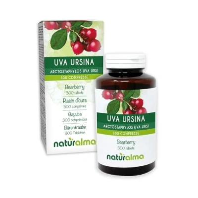 Afbeelding van Berendruif (Arctostaphylos uva ursi) bladeren NATURALMA 150 g 300 tabletten Voedingssupplement Natuurlijk en Veganistisch