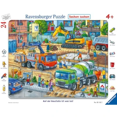 Afbeelding van Ravensburger Kinderpuzzle 05142 Auf der Baustelle ist was los! Rahmenpuzzle für Kinder ab 4 Jahren, mit 24 Teilen