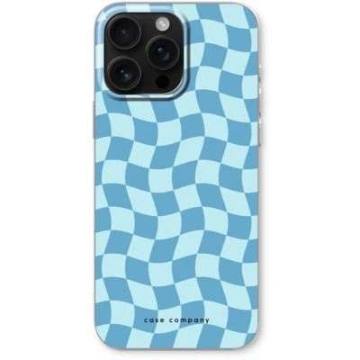 Afbeelding van Case Company® hoesje geschikt voor iPhone 16 Pro Max Grid Blauw Soft Cover Telefoonhoesje Bescherming aan alle Kanten en Schermrand