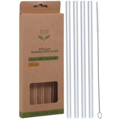 Afbeelding van Rietjes met Schoonmaak Borstel Glas 20 cm 5 delig Reinigingsborstel voor Dranken Drinkrietjes