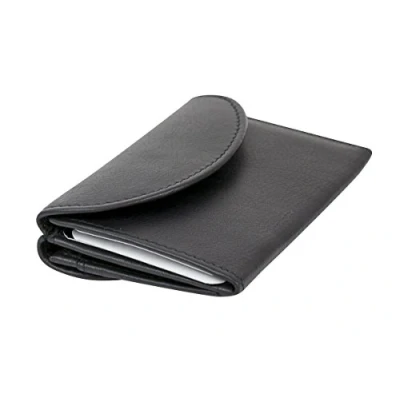 Afbeelding van LEAS Kleine mini portemonnee super dunne, platte met RFID bescherming blokfolie geschenkdoos echt leer, zwart, 9x6,5cm, Minimalistisch