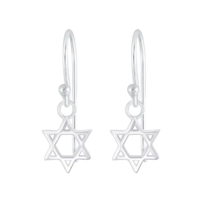 Afbeelding van JoyS Zilveren ster oorbellen hexagram oorhangers