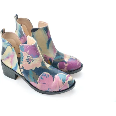 Afbeelding van GOBY Flowers Enkellaarsjes Damesboots Laarzen Hoge kwaliteit Handmade Maat 39