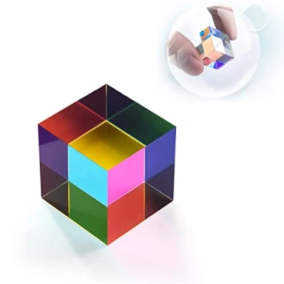 Afbeelding van Bogoro prisma, optisch glas kubus lichtspectrum natuurkunde transparant kubusglas, refractor kristalprisma, kristal regenboogmaker, voor lesuren fotografie
