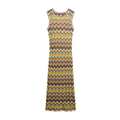 Afbeelding van Superdry ZIG ZAG MIDI Gebreide jurk, Dames, Maat: 36, Mint zigzag stripe