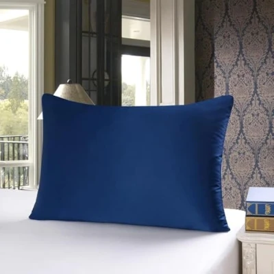 Afbeelding van townssilk Kussensloop 100% pure moerbeizijde, 19 momme, dubbelzijdig, ter bescherming van haar en huid, verborgen ritssluiting, draaddichtheid 600, 1 stuk, 40 x 80 cm, marineblauw