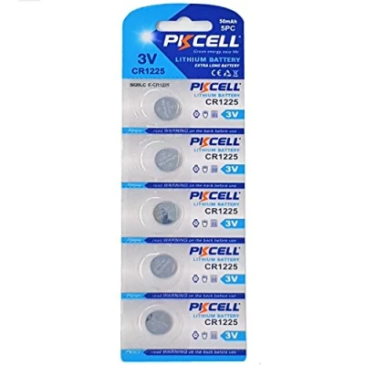 Afbeelding van 5 x CR1225 3V lithium knoopcel 50 mAh (1 blisterkaart van batterijen) wegwerp merkproduct. PKCELL