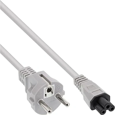 Afbeelding van Apparaatsnoer met rechte C5 plug en stekker 3x 0,75mm / grijs 1,8 meter
