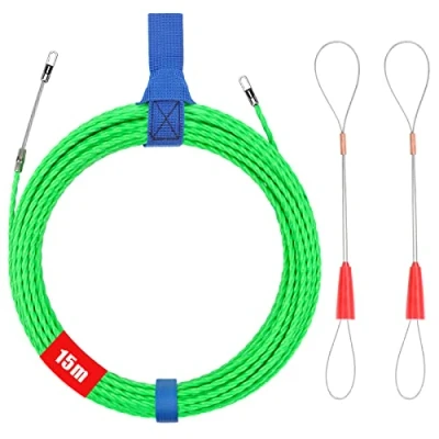 Afbeelding van BILIPLE Kabeltrekhulp, intrekhulp, intrekhulp met 2 geleidingsveren, trekhulp, intrekband, 15 m