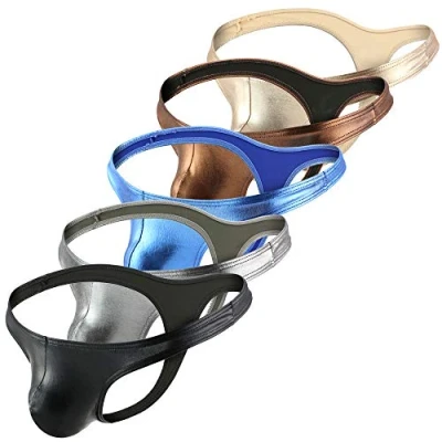 Afbeelding van Billtop Sexy string voor heren kunstleer slips bikini ondergoed pakket, Meerkleurig, S