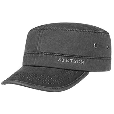 Afbeelding van Stetson Datto Army Cap Heren Oilskin urban visor muts met klep voor Zomer/Winter L (58 59 cm) zwart