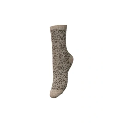 Afbeelding van PIECES Dames Pcsebby Glitter Long AOP Noos sokken, taupe grijs/detail: zwart, Eén Maat