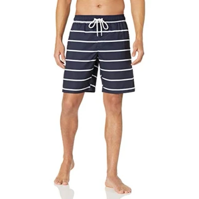 Afbeelding van Amazon Essentials Heren 9&quot; sneldrogende zwembroek, marineblauw gestreept, L