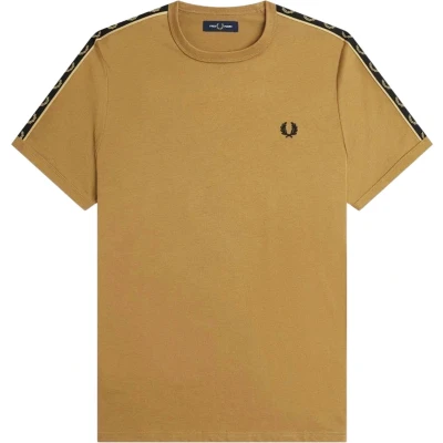 Afbeelding van Fred Perry Contrast TAPE Ringer Tshirt print, Heren, Maat: Medium, Bruin