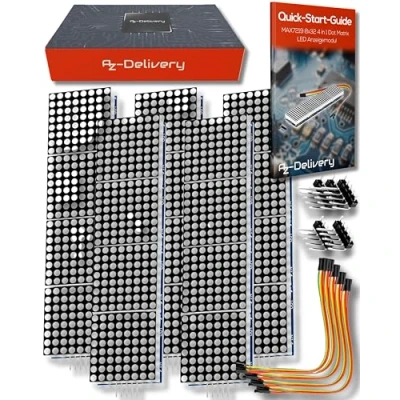 Afbeelding van AZDelivery MAX7219 8x32 4 in 1 Dot Matrix LED Display Module compatibel met Arduino Inclusief E Book!