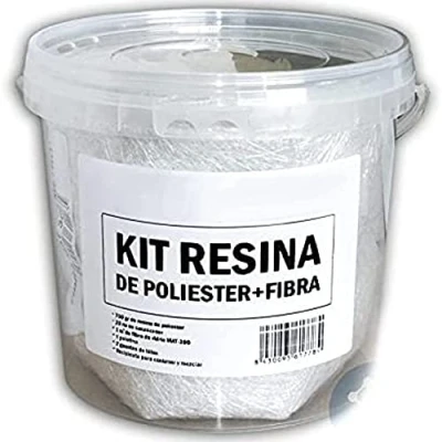 Afbeelding van Resin Pro Reparatiekit hars + glasvezel 1m2 mat 300g/m2 Snel, eenvoudig en duurzaam, versterkingsmateriaal, orthoftaal polyesterhars, voor boten, carrosserieën, buizen 700 GR