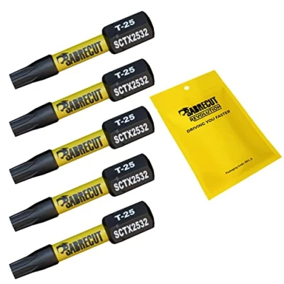 Afbeelding van 5 x SabreCut SCTX2532_5 32mm T25 TX25 Magnetische slagschroevendraaier driver bits set Torx Heavy Duty compatibel met Dewalt Milwaukee Bosch Makita en meer