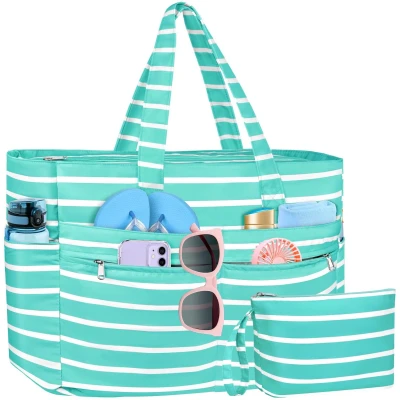 Afbeelding van Boraboi® Extra Grote Opvouwbare Waterdichte Strandtas voor Dames met Ritssluiting en Meerdere Vakken