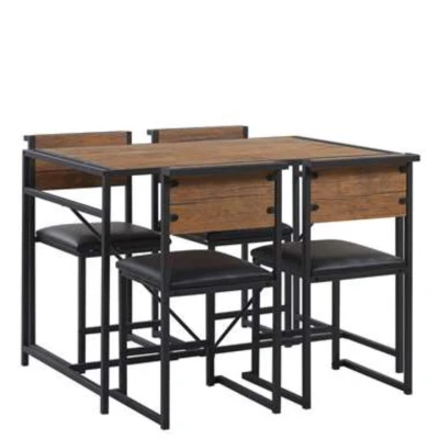 Afbeelding van Beliani Eetkamerset BURTON Donkere houtkleur mdf